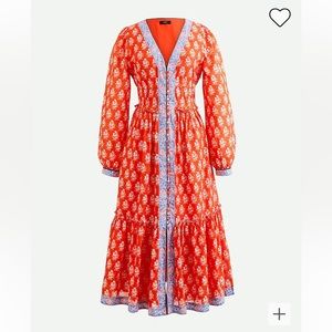 J Crew button up tiered a-line block print dress. NWT